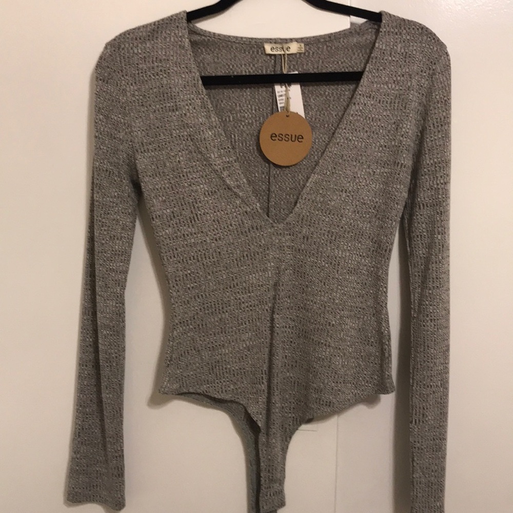 Gray long sleeve body suit